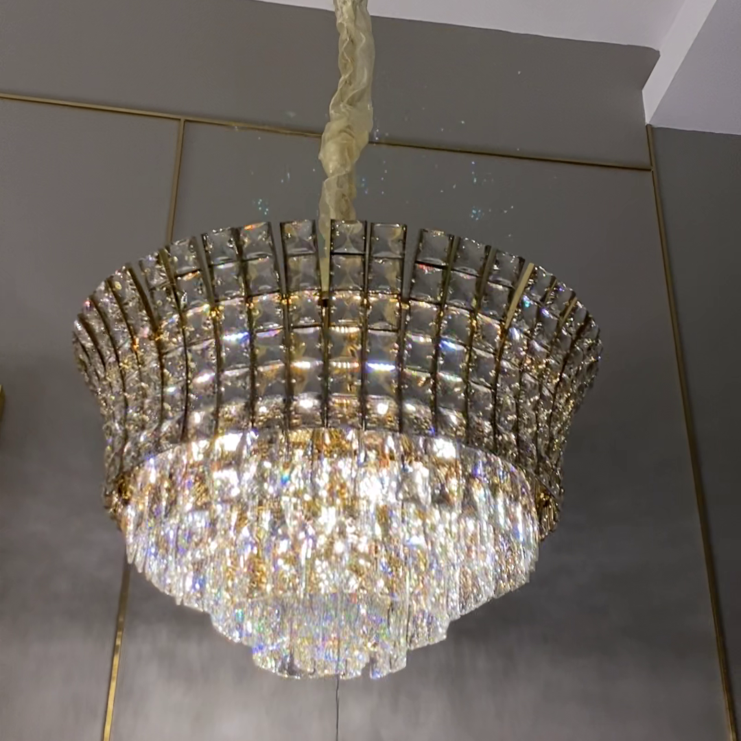 New Luxury Creative Multi-Tiered Crystal Chandelier in Champagne Gold Finish for Living / dining Room /