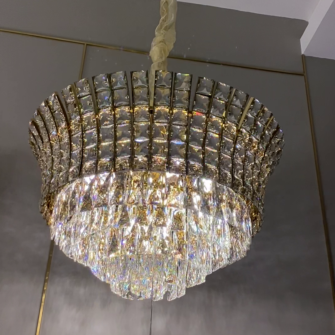 New Luxury Creative Multi-Tiered Crystal Chandelier in Champagne Gold Finish for Living / dining Room /