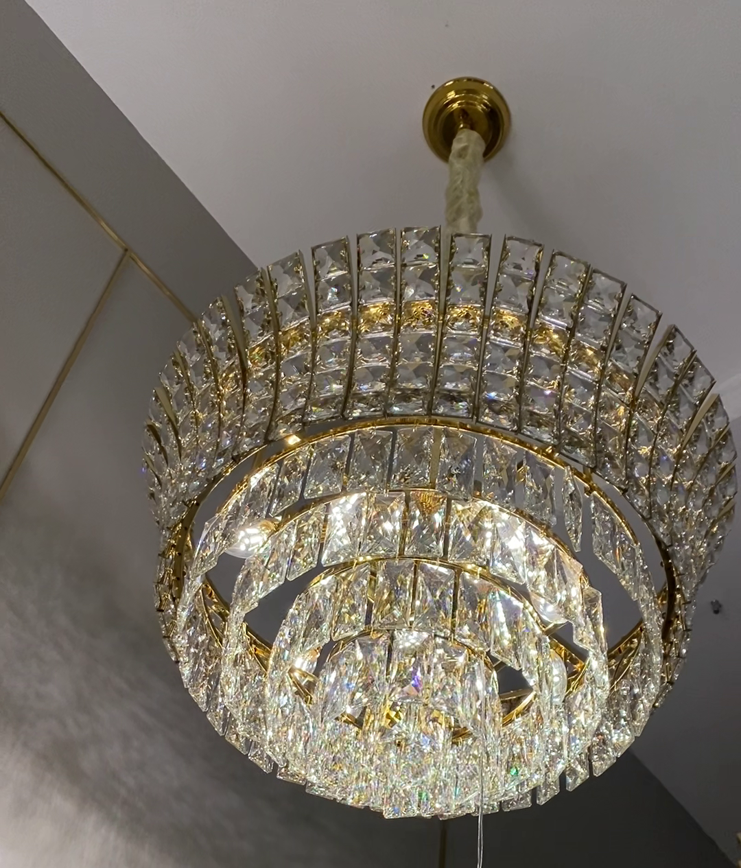 New Luxury Creative Multi-Tiered Crystal Chandelier in Champagne Gold Finish for Living / dining Room /