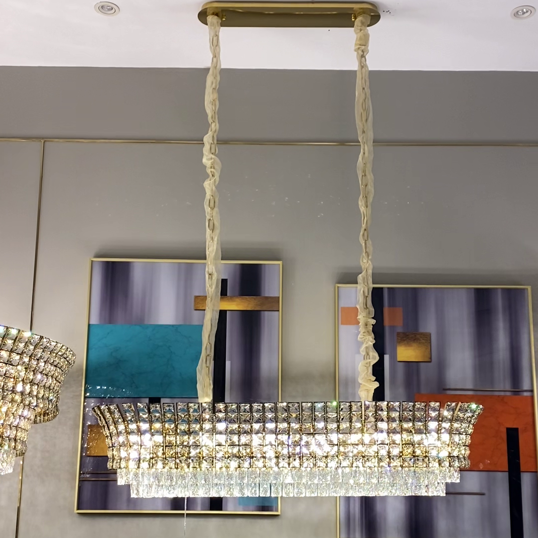 New Luxury Creative Multi-Tiered Crystal Chandelier in Champagne Gold Finish for Living / dining Room /