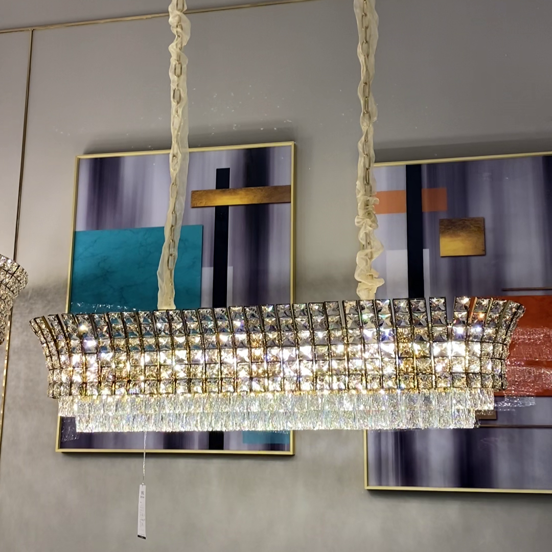 New Luxury Creative Multi-Tiered Crystal Chandelier in Champagne Gold Finish for Living / dining Room /