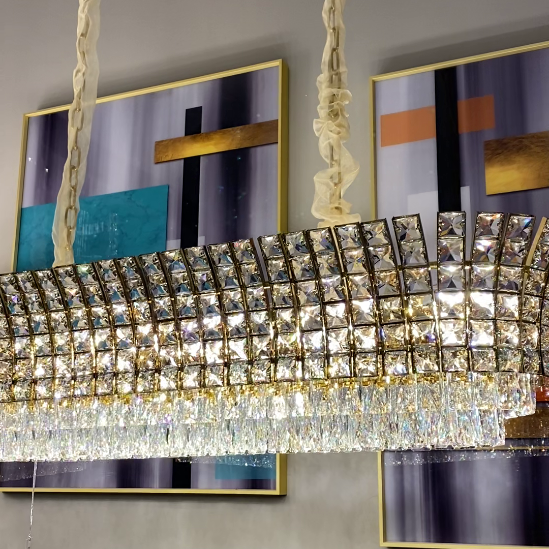 New Luxury Creative Multi-Tiered Crystal Chandelier in Champagne Gold Finish for Living / dining Room /