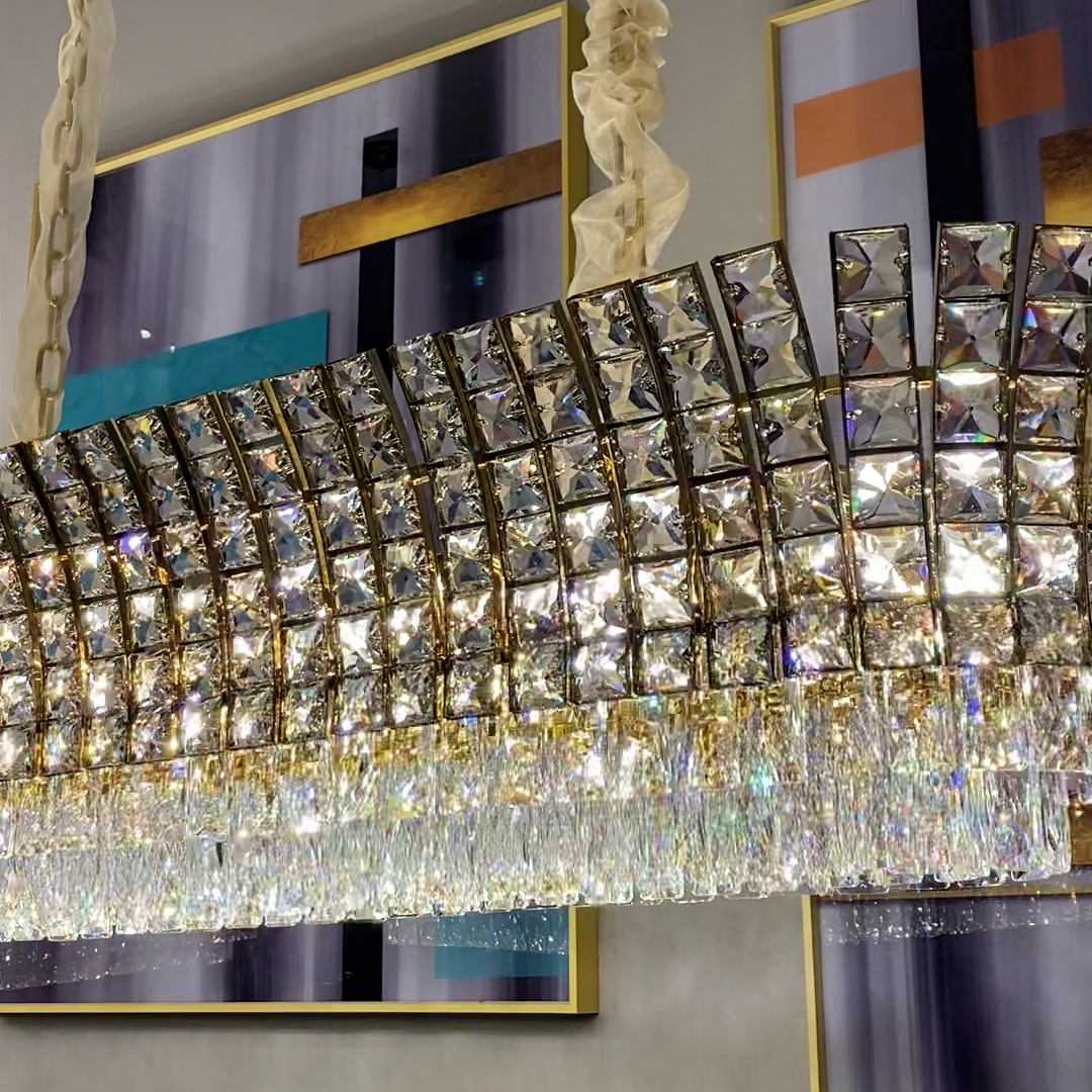New Luxury Creative Multi-Tiered Crystal Chandelier in Champagne Gold Finish for Living / dining Room /