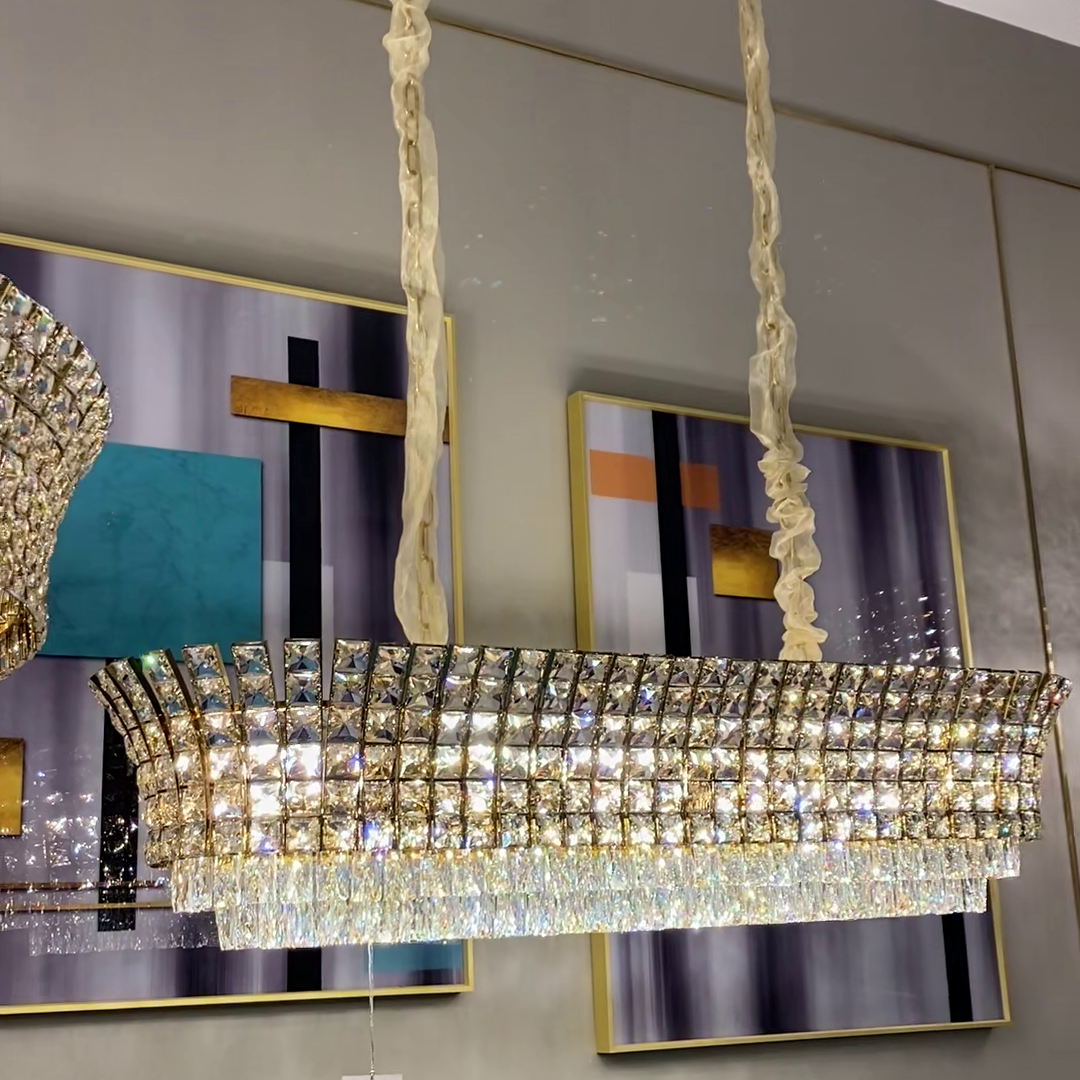 New Luxury Creative Multi-Tiered Crystal Chandelier in Champagne Gold Finish for Living / dining Room /