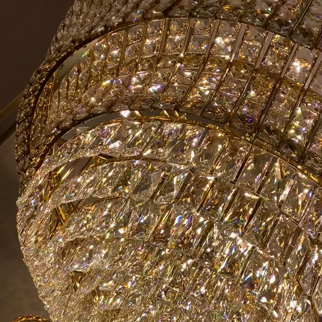 New Luxury Creative Multi-Tiered Crystal Chandelier in Champagne Gold Finish for Living / dining Room /