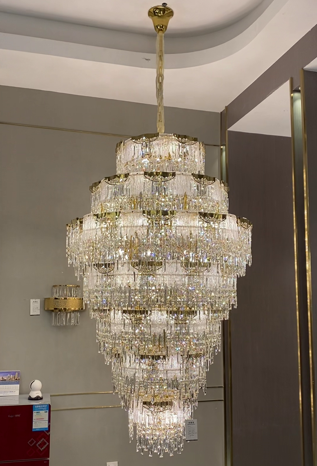 Luxury Extra Large Multi-Tier Meilting Ice Crystal Chandelier for Staircase / foyer / entryway / hotel