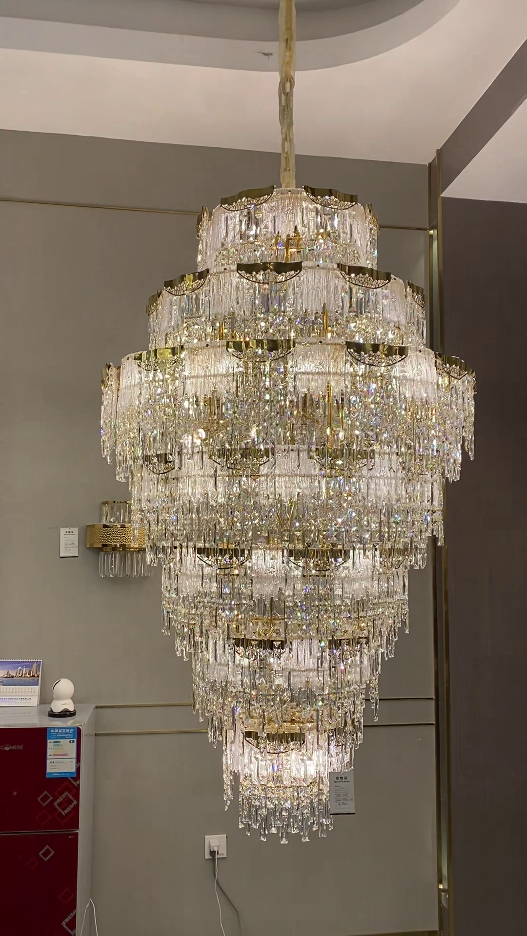 Luxury Extra Large Multi-Tier Meilting Ice Crystal Chandelier for Staircase / foyer / entryway / hotel