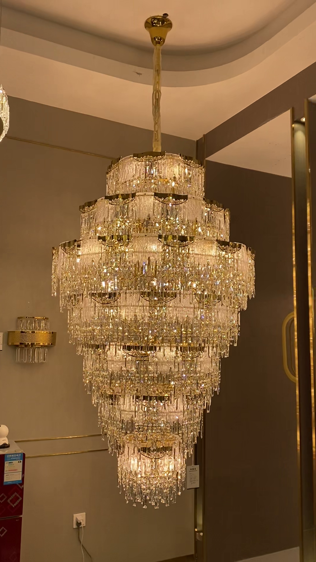 Luxury Extra Large Multi-Tier Meilting Ice Crystal Chandelier for Staircase / foyer / entryway / hotel