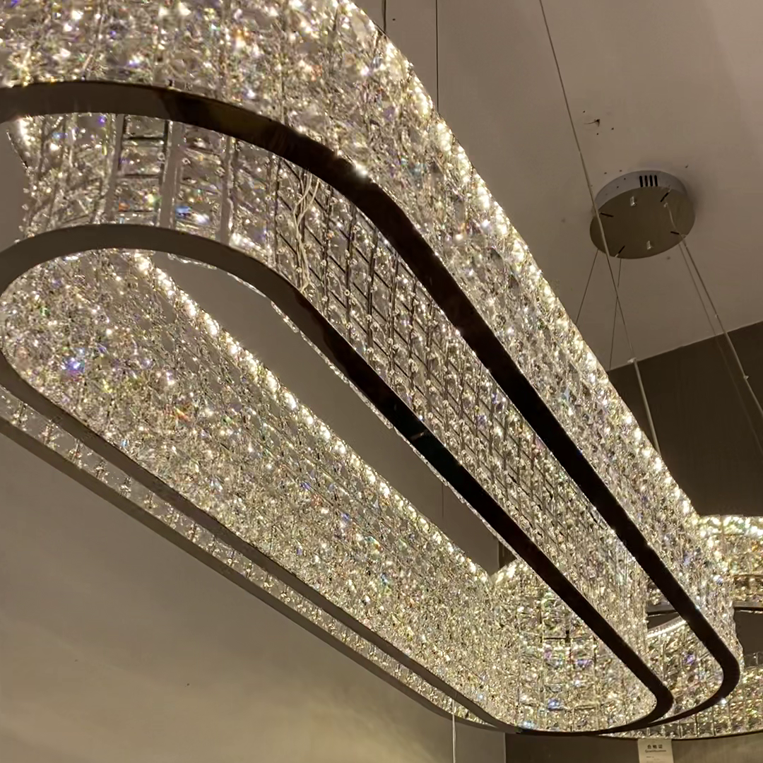 Light Luxury Two-Layered Round / oval Crystal Chandelier for Living / dining Room / kitchen Island