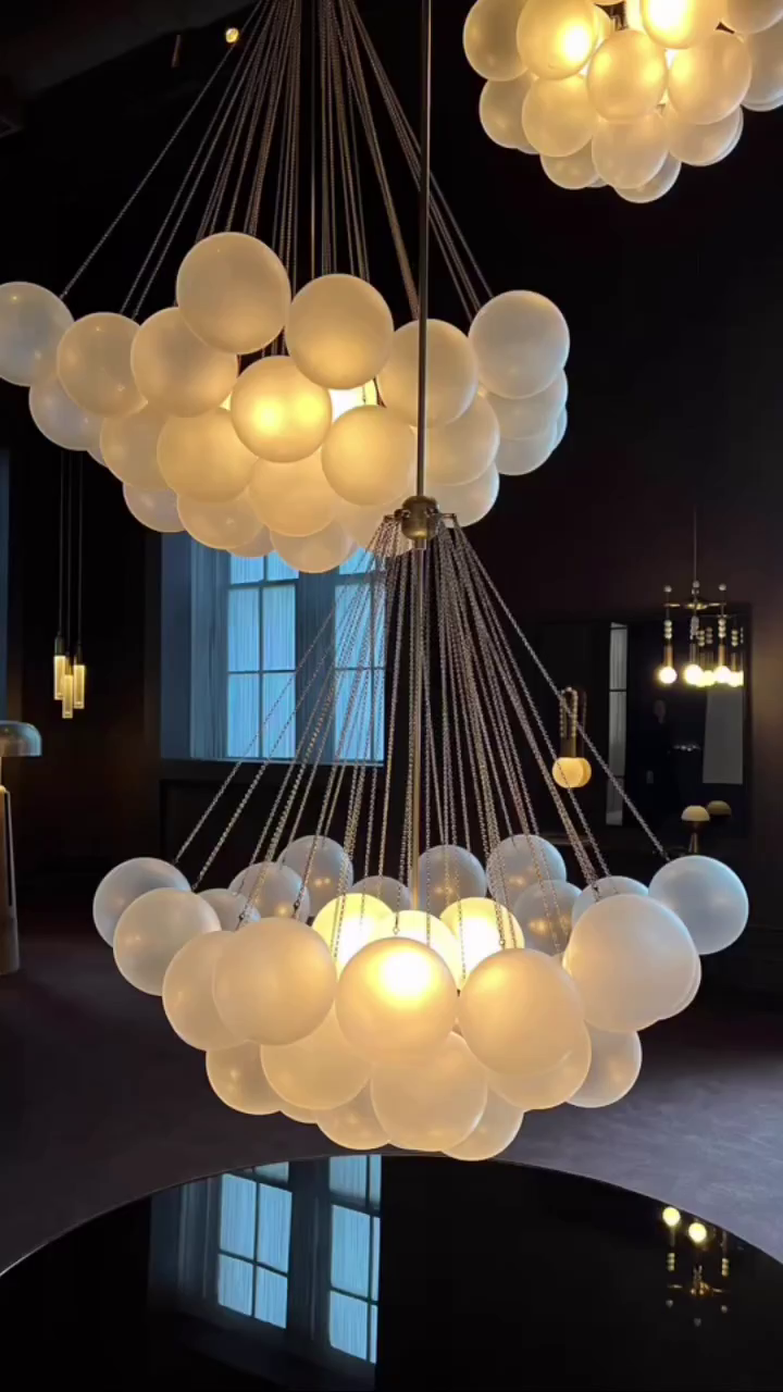 Modern Glass and Metal Cloud Balloon Chandelier with Minimalist Finish for Living Room Bedroom