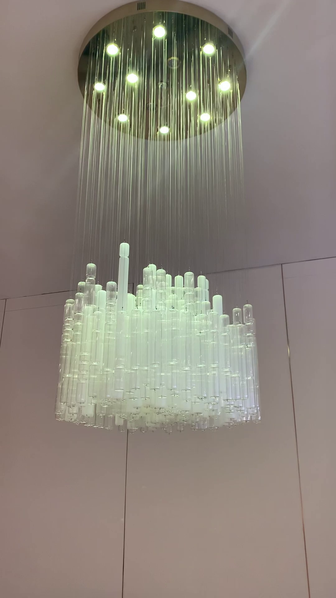 Modern Tube Chandelier with White & Transparent Glass Finish – Quality Metal & Glass Design