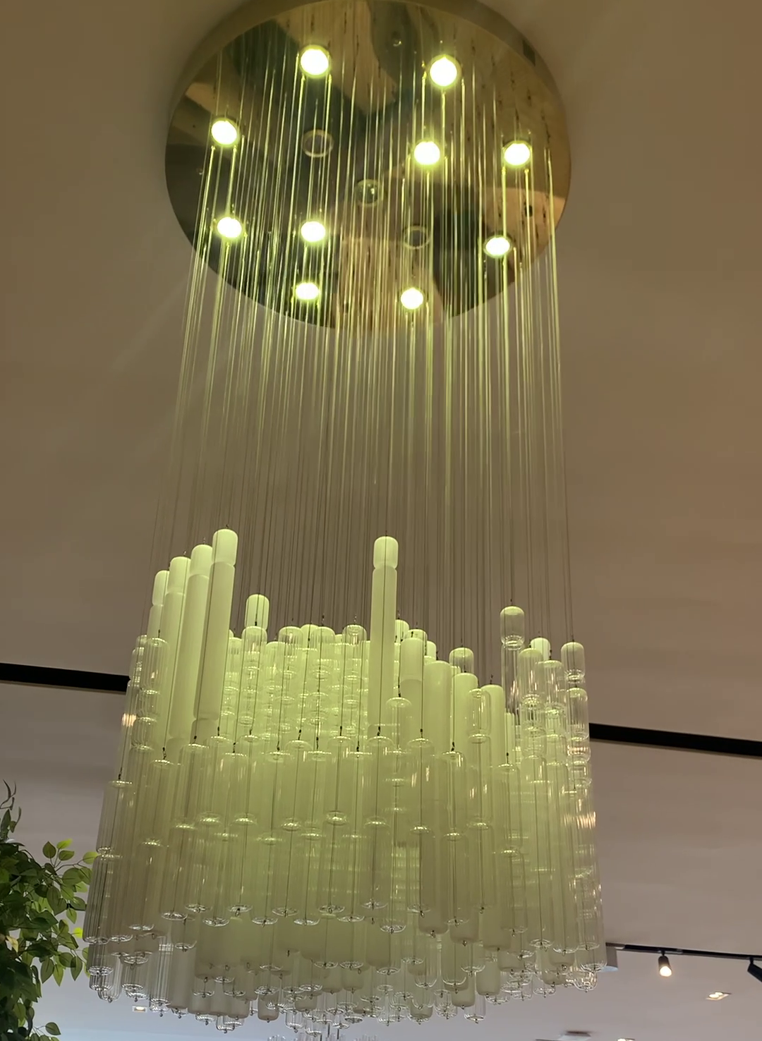 Modern Tube Chandelier with White & Transparent Glass Finish – Quality Metal & Glass Design