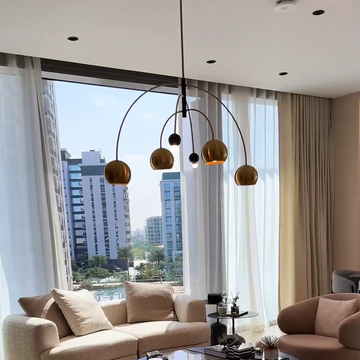 Modern Cosmic Sputnik Chandelier with Aged Brass Finish and Steel Frame for Living Room Bedroom