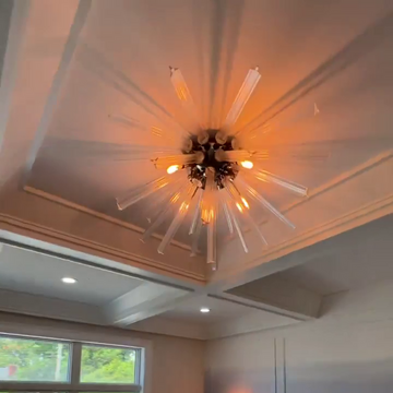 Flush Mount Sputnik Chandelier with Crystal and Metal Finish