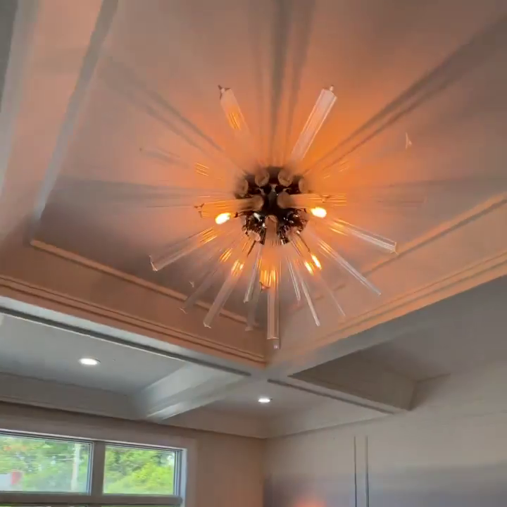 Flush Mount Sputnik Chandelier with Crystal and Metal Finish