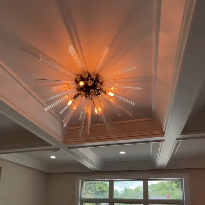 Flush Mount Sputnik Chandelier with Crystal and Metal Finish