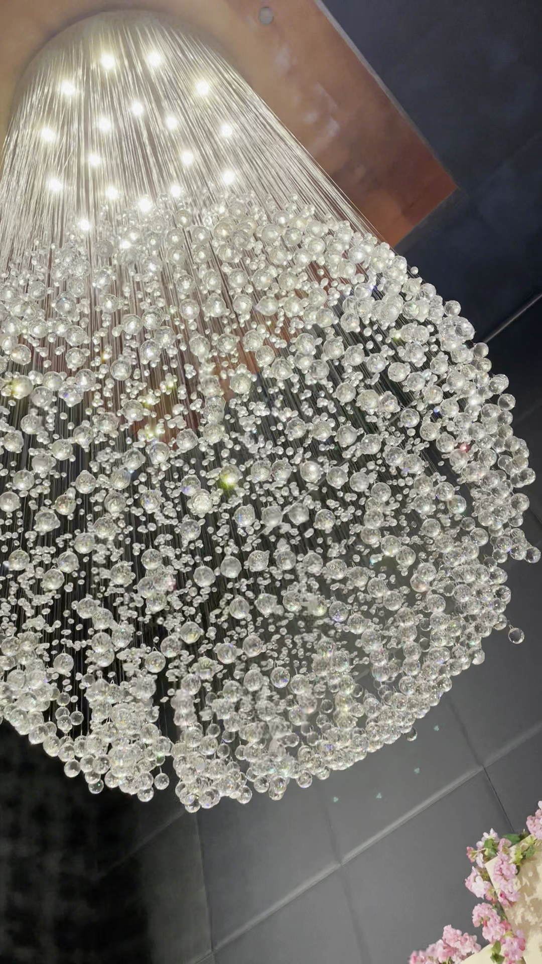 Modern Crystal Ball Raindrop Chandelier with Metal Finish for Living Room, Staircase, Foyer