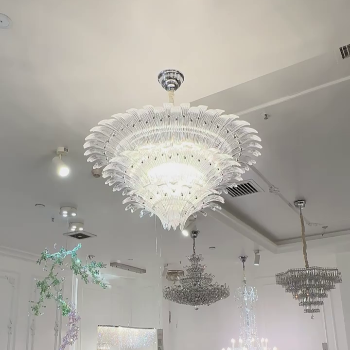 Flower Blossom Art Glass Chandelier for Living Room / bedroom