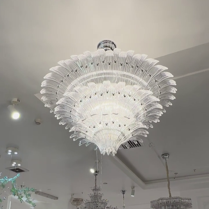 Flower Blossom Art Glass Chandelier for Living Room / bedroom