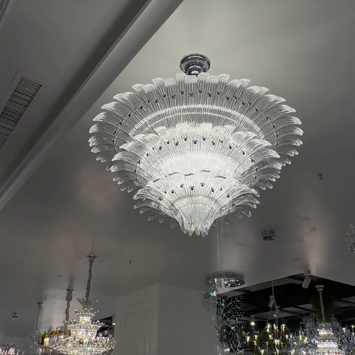 Flower Blossom Art Glass Chandelier for Living Room / bedroom