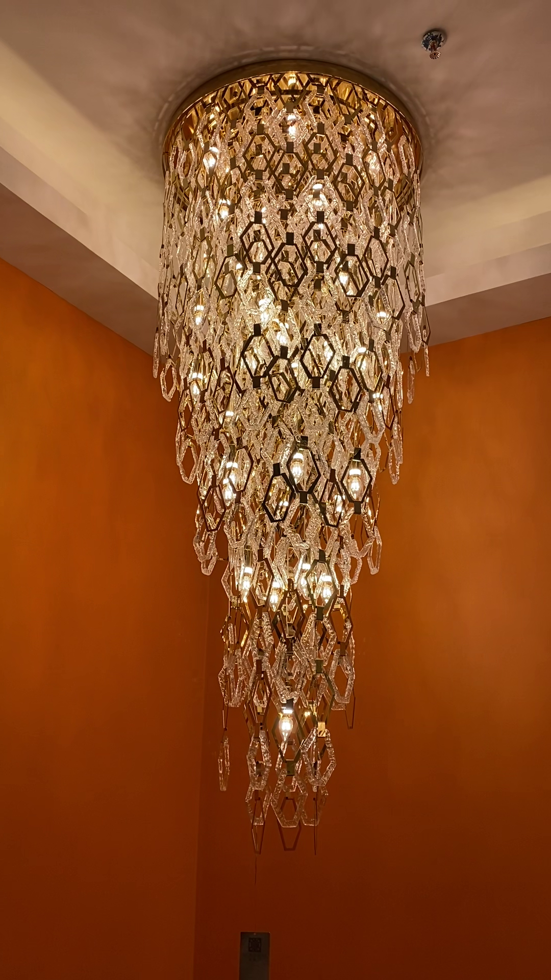 Modern Flush Mount Hexagon Crystal Chandelier for Staircase / foyer