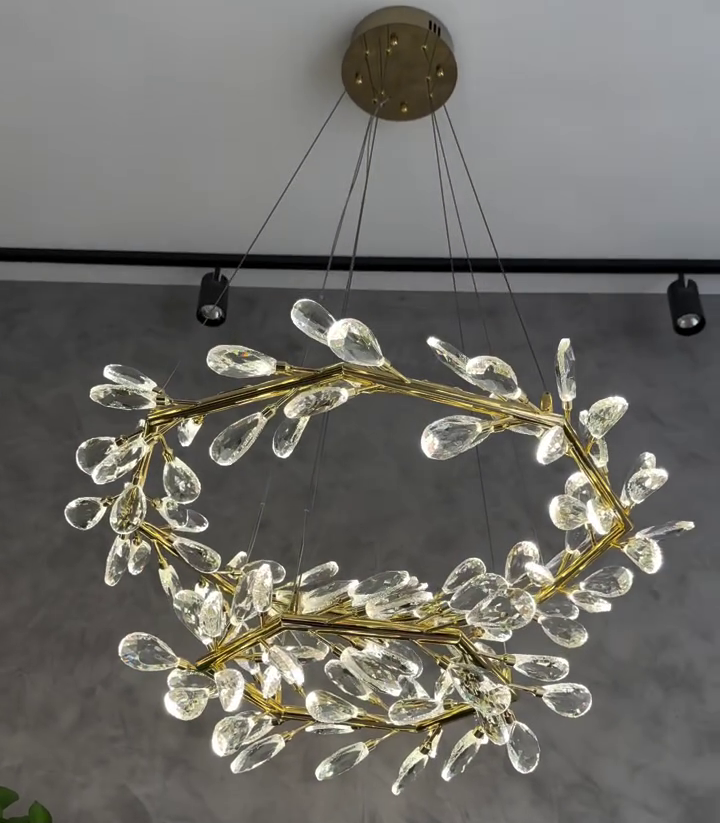 Modern 1 / 2-Ring Wreath Crystal Chandelier for Low-Ceiling