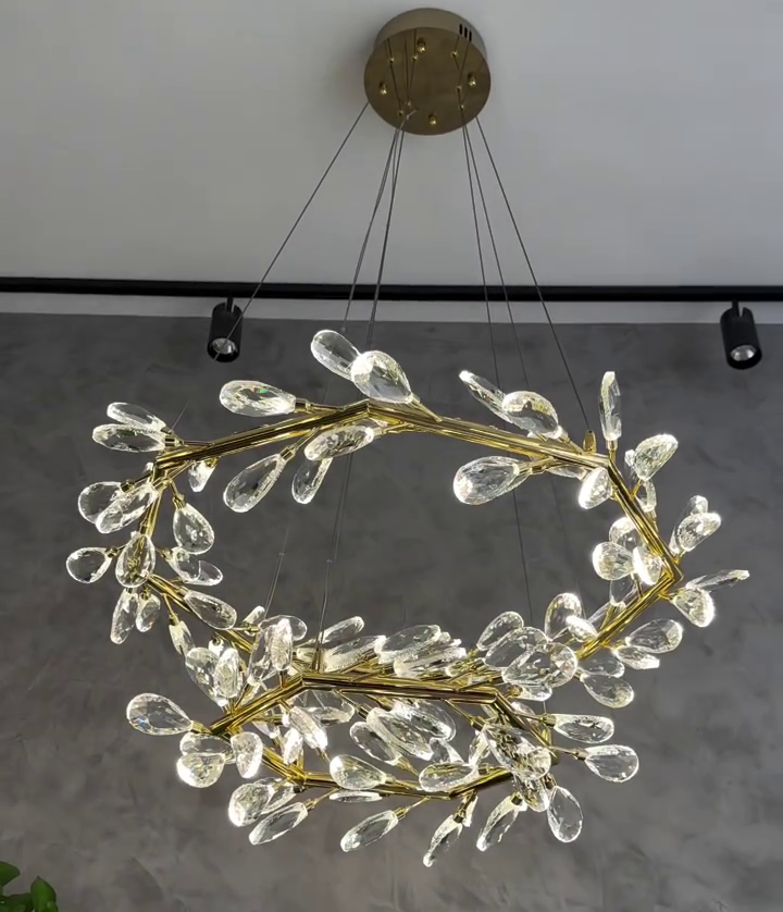 Modern 1 / 2-Ring Wreath Crystal Chandelier for Low-Ceiling