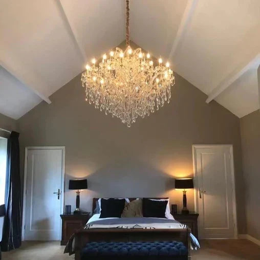 Luxury 25-Light Candle Crystal Chandelier in Gold / chrome Finish