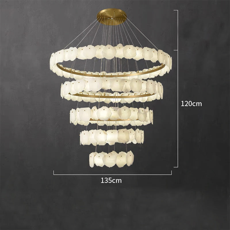 Modern Multi-Layer White Alabaster Chandelier for Staircase / foyer