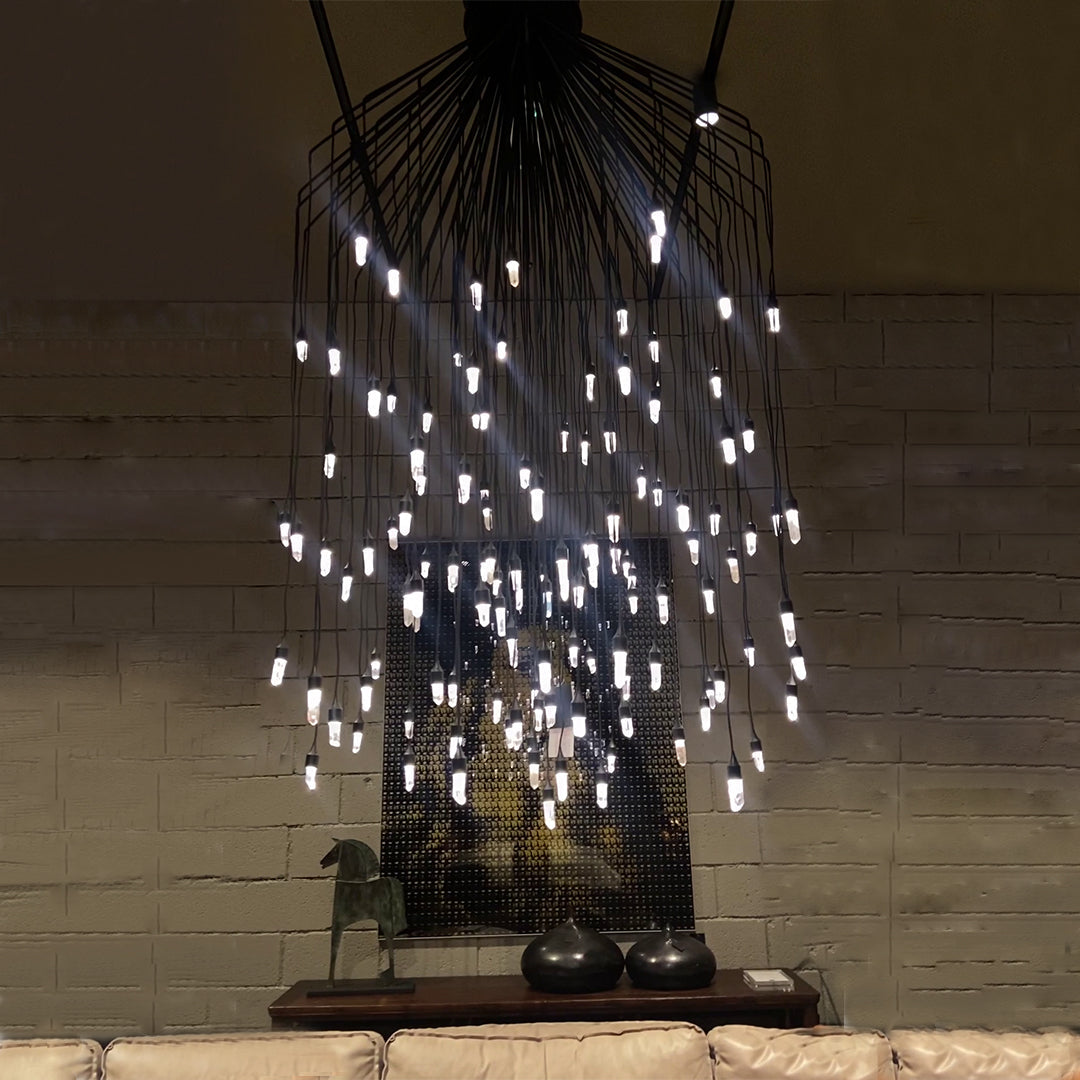 Rock Crystal Raindrop Chandelier with Polished Finish for Living Room Dining Room Staircase Foyer