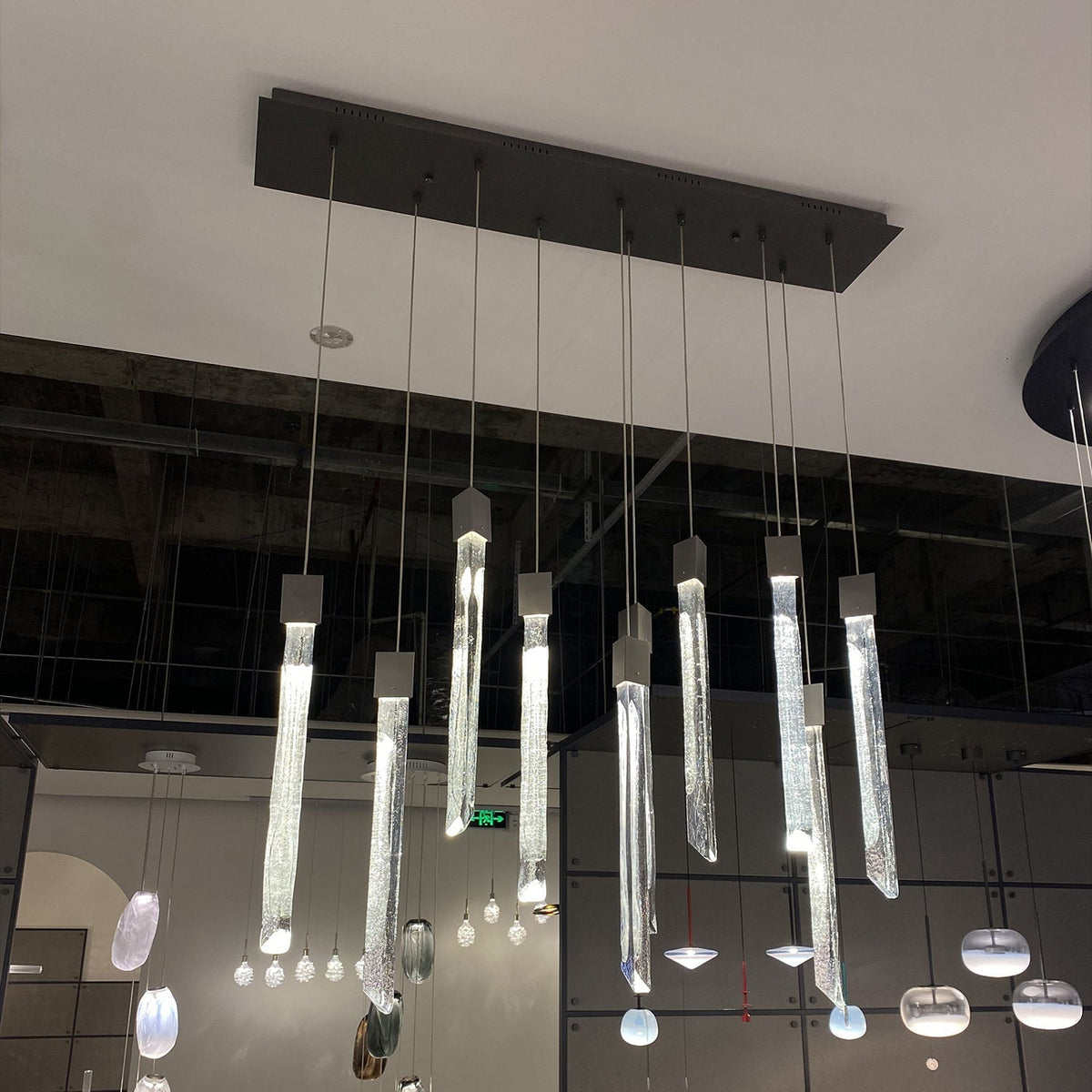 Modern Ash Black Round / rectangle Crystal Sticks Chandelier for Dining Room / living Room / staircase