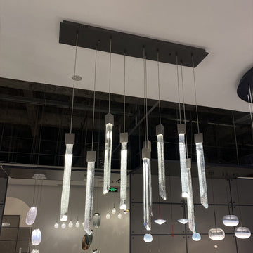 Modern Ash Black Round / rectangle Crystal Sticks Chandelier for Dining Room / living Room / staircase