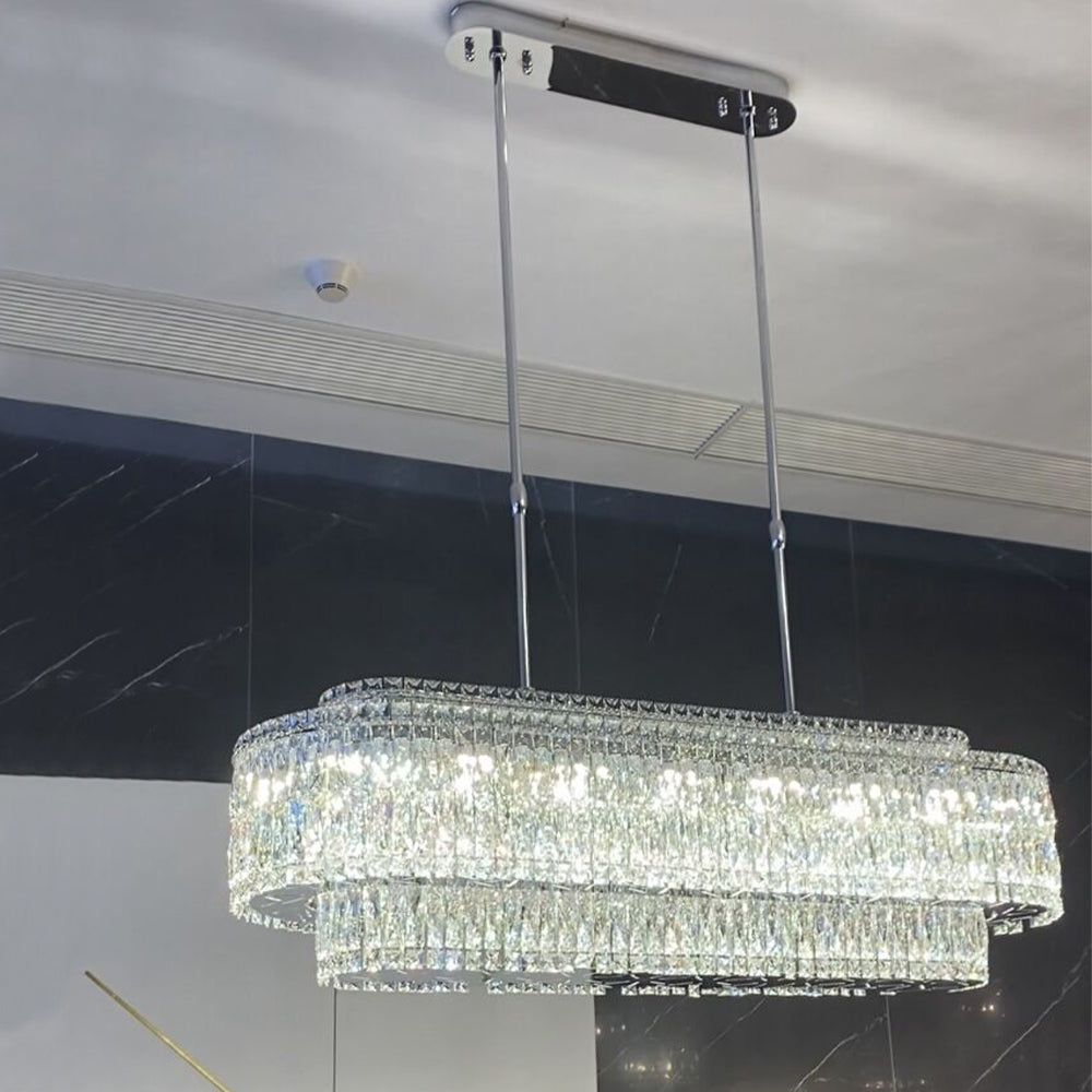 Stunning Modern Rectangle Ceiling Light Crystal Chandelier for Dining Table / coffee Table / living Room /