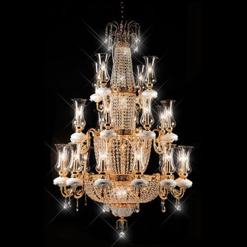 Luxury Multi-Tiered Crystal and Metal Empire Chandelier for Staircase Foyer Villa Hotel
