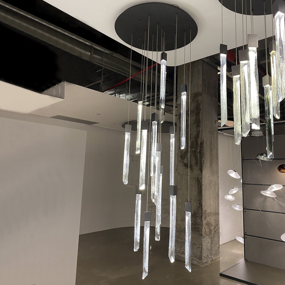 Modern Ash Black Round / rectangle Crystal Sticks Chandelier for Dining Room / living Room / staircase
